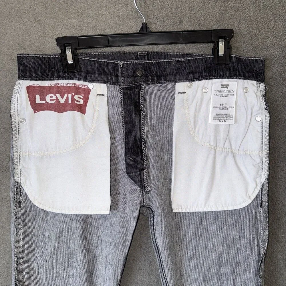 Levi's 511 Slim Jeans Mens 32x34 Fits 32 Waist Grey Stretch Cotton Denim Pants - Picture 11 of 13